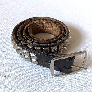 90s double row studded leather punk belt 43"